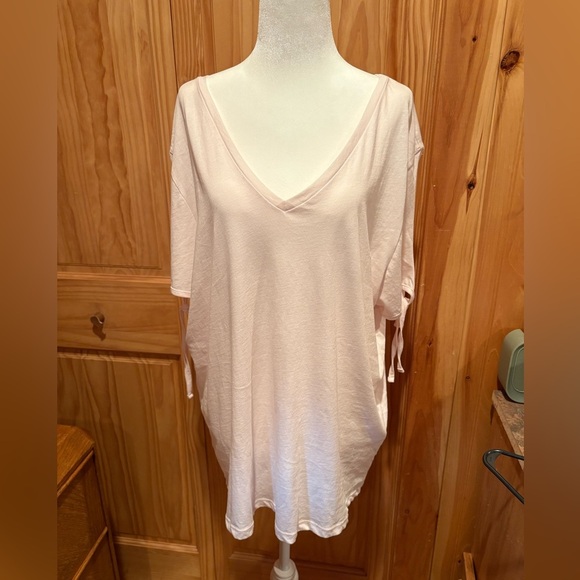 All Saints Tops - All Saints Kay Short Split Sleeve Tee in Blush Light Pink